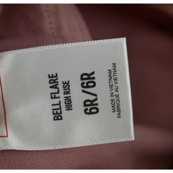 NWOT Express Bell Flare Mid Rise Belted Jeans Pink 6R - Picture 5 of 5